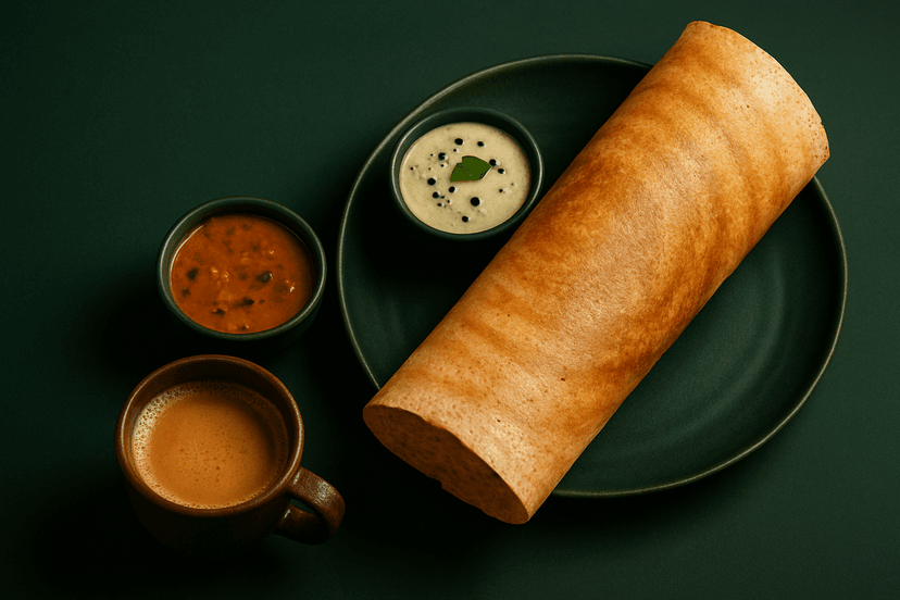 Delicious South Indian food with chai